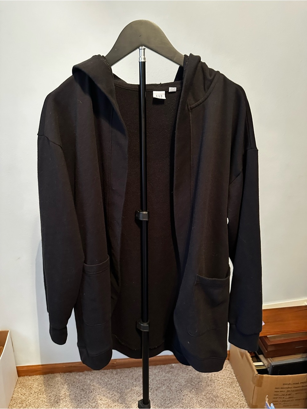 GAP Black Lightweight Hooded Shirt Jacket